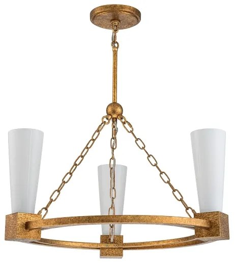 Elstead KRISTY3-DG-OPAL - Pendul pe tijă KRISTY, 3xE27/40W/230V, finisaj cupru