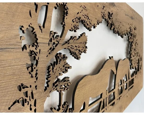 Li-Go 5012/B/4 – Decorațiune LED de perete, 10W/5V, 30000 mAh, 120x60 cm, stejar