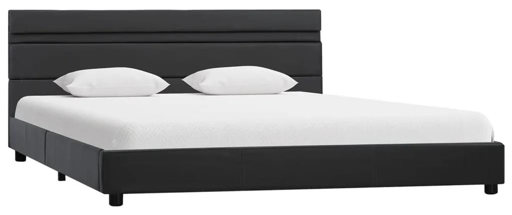 284801 vidaXL Cadru de pat cu LED, gri, 140 x 200 cm, piele artificială