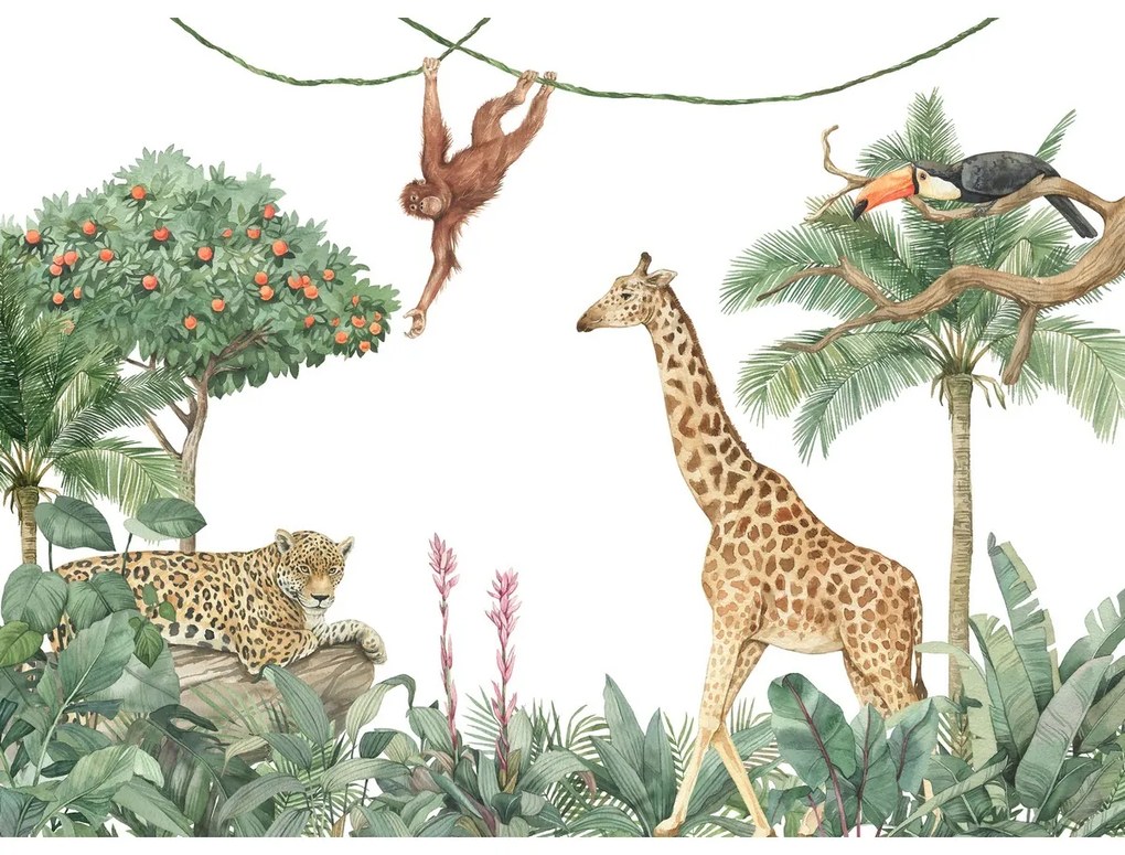 Fototapetă non-țesută XXL Jungle White 360 x 254cm, 4 părți