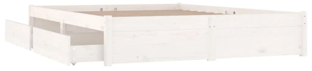 Cadru pat cu sertare 6FT Super King, alb, 180x200 cm Alb, 180 x 200 cm