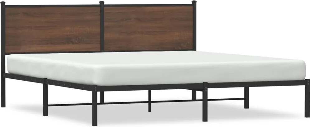 vidaXL Cadru de pat metalic fără saltea, stejar maro, 183x213 cm