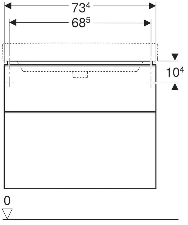 Mobilier suspendat cu doua sertare, Geberit, Smyle Square, pentru lavoar, 75 cm, lava mat 75 cm