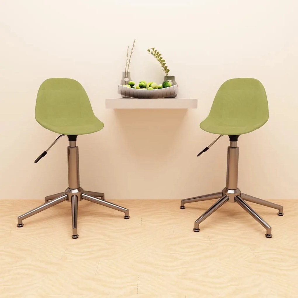 333444 vidaXL Scaune de bucătărie pivotante, 2 buc., verde, material textil