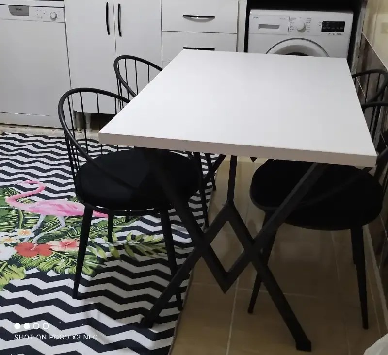 Masa bucatarie  texturata, Alb,120x80x75 cm, 30409