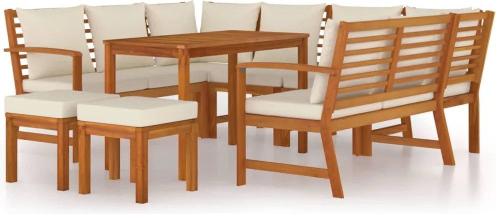 vidaXL Set mobilier de grădină cu perne, 9 piese, lemn masiv de acacia