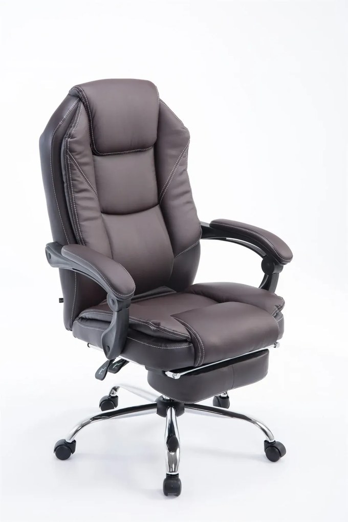 RESIGILAT- Scaun directorial cu suport picioare, SIB 2272, Piele ecologica, Maro Închis
