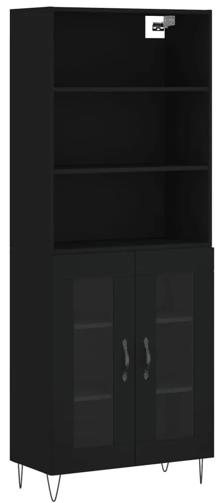 3189310 vidaXL Dulap înalt, negru, 69,5x34x180 cm, lemn compozit