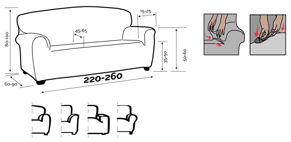 Husă pentru canapea ESTIVELLA maro , 220-260 cm, 220 - 260 cm