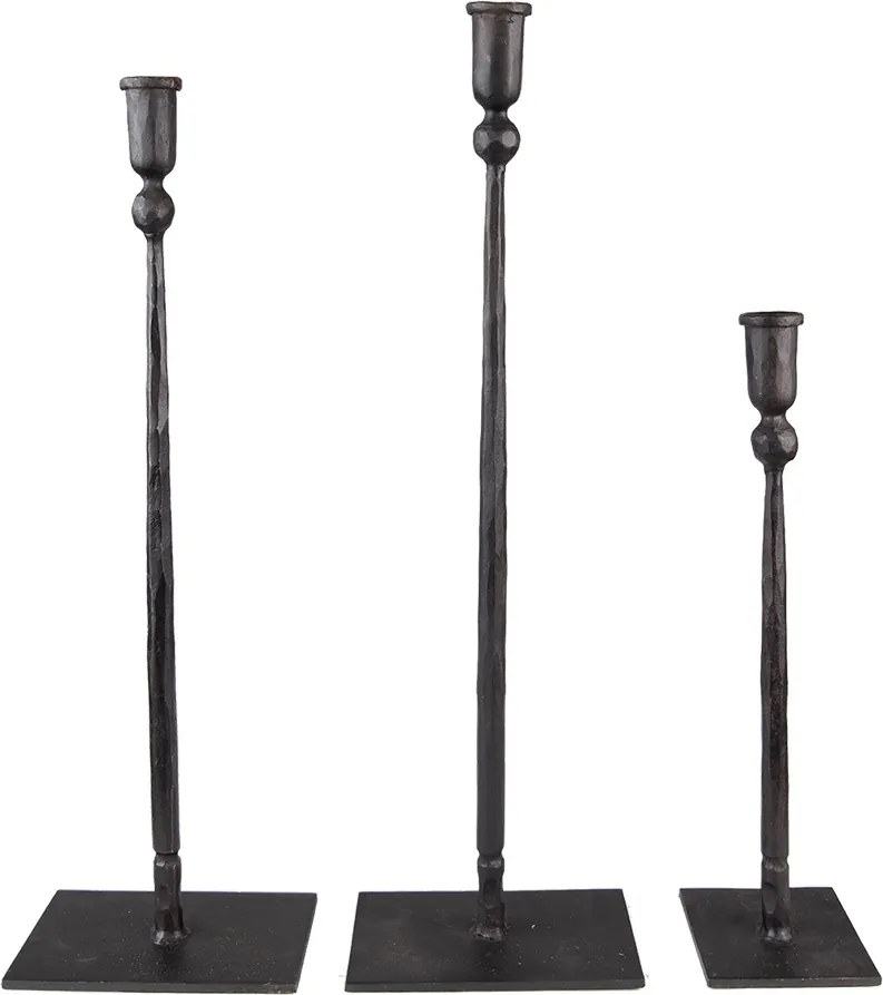 Set 3 suporturi de lumanari, din metal, H35 / 49 / 52 cm
