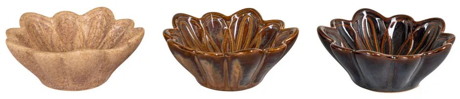 Bol ceramic, bej/maro/maro închis, ø8,5x3,5 cm, 3 bucăți