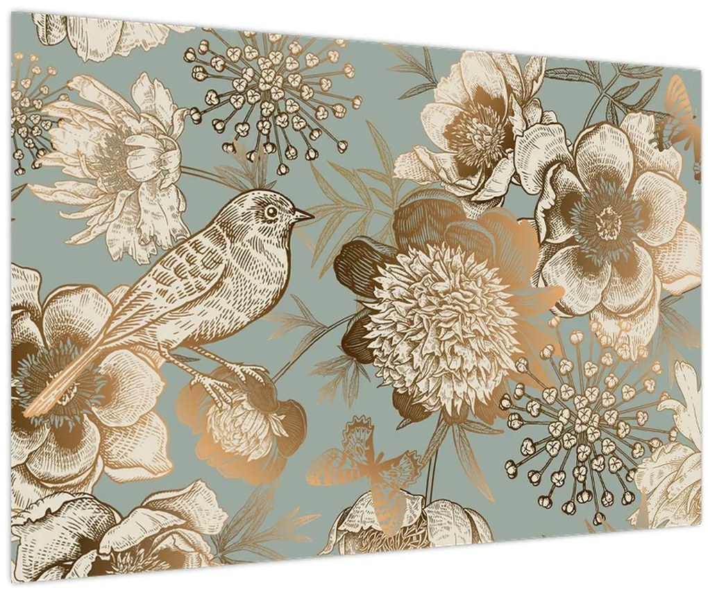 Tablou - Grădină cu o pasăre (90x60 cm)