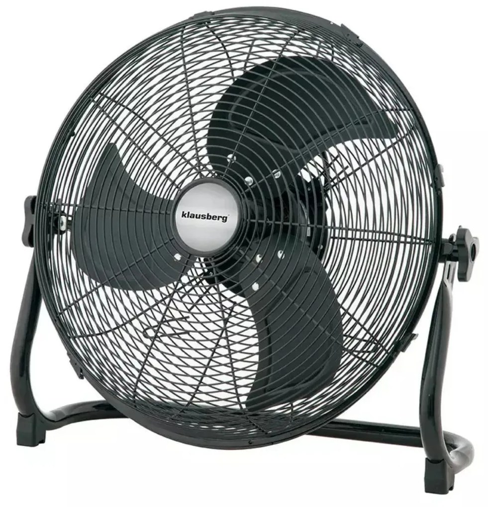 Ventilator puternic 100W, metalic de podea 45 cm negru Klausberg KB7517, lame din aluminiu, 100 W