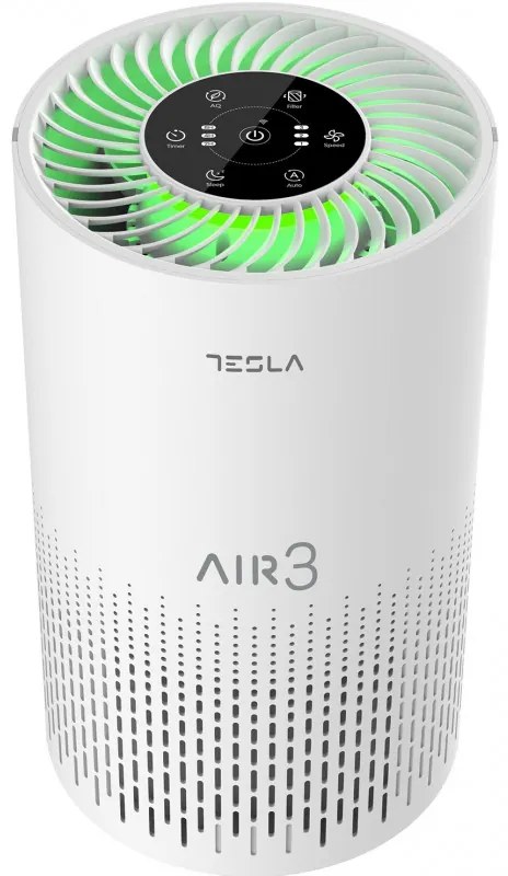 Purificator de aer Tesla Tara Lite 3, Pana la 12 m², CADR 100 m³/h, Filtru HEPA/Carbon Activ, Timer, , Alb