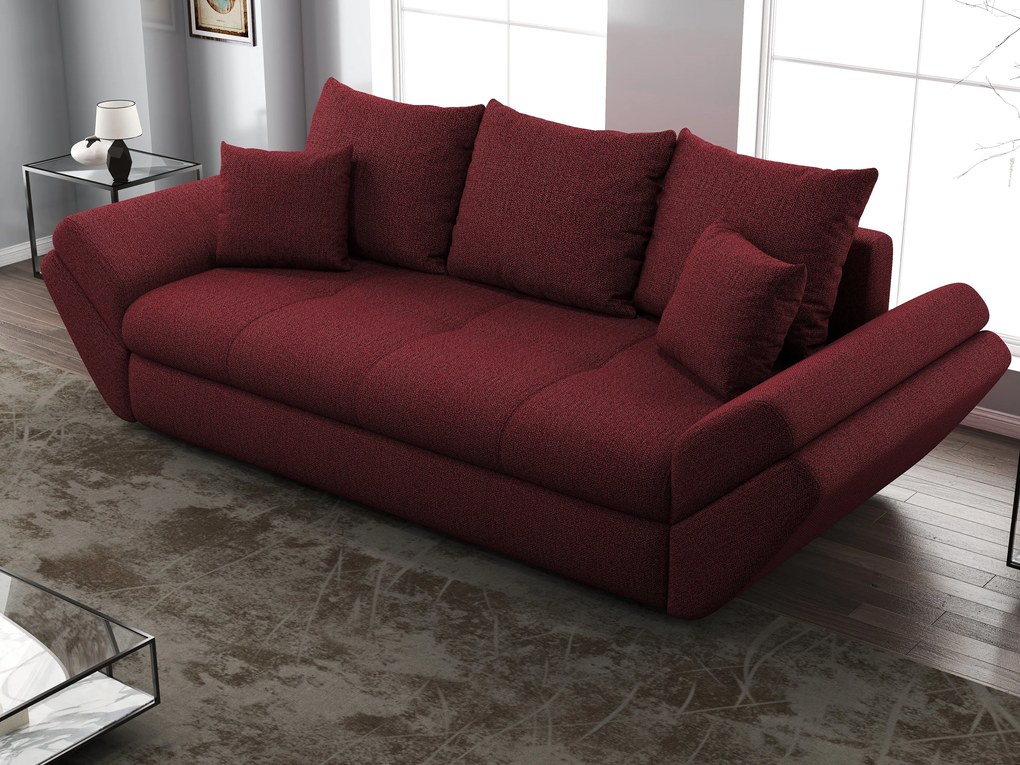 Canapea extensibilă dumonde cu ladă de depozitare si sezut confortabil din spuma high-density, Loana Enjoy Red 250x100 cm