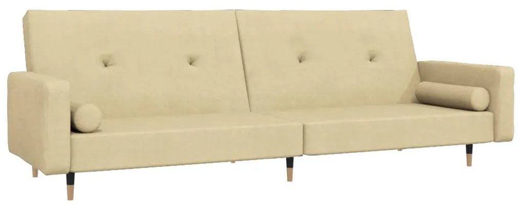 337342 vidaXL Canapea extensibilă cu 2 locuri, 2 perne, crem, catifea