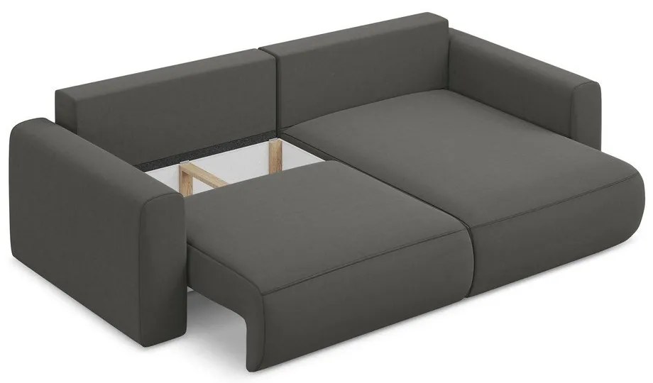 Colțar gri închis extensibil/cu spațiu de depozitare cu tapițerie din catifea (cu colț pe partea dreaptă/cu șezlong) Kapua – Makamii