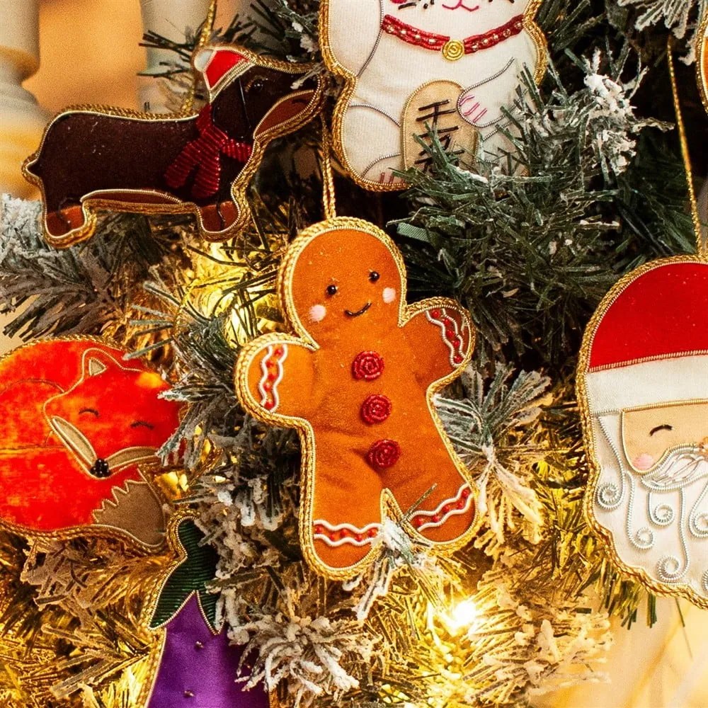 Ornament de Crăciun lucrat manual din material textil 10 cm Gingerbread – Sass & Belle