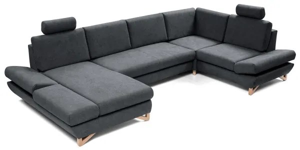 Colțar extensibil tapițat cu spațiu de depozitare, în formă de U AVESTA, antracit