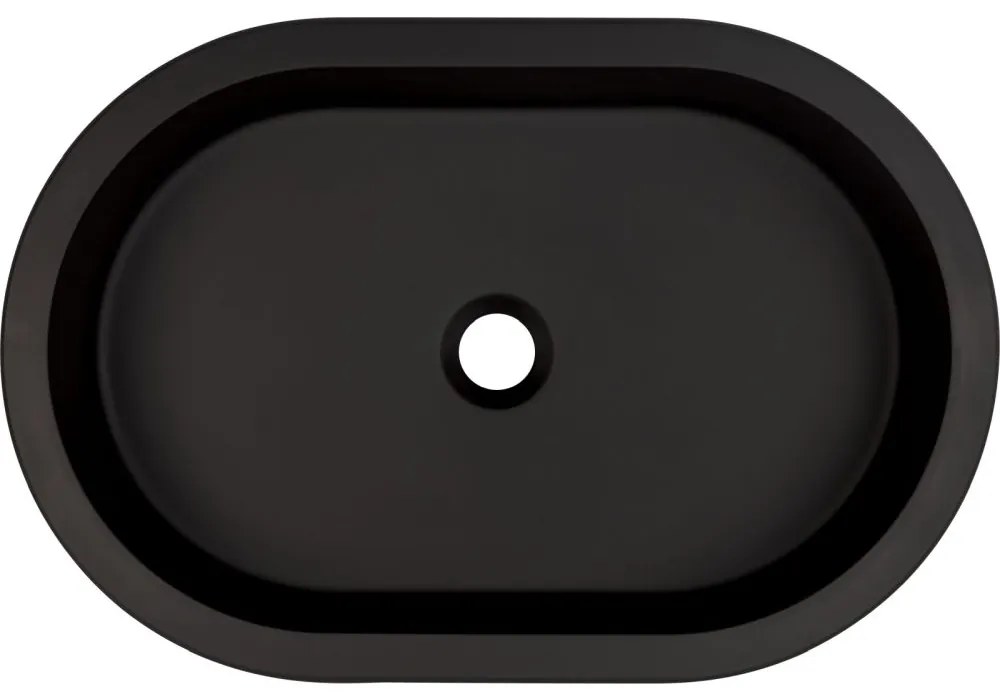 Lavoar incastrat compozit negru Deante Silia, oval, 59 cm Negru mat