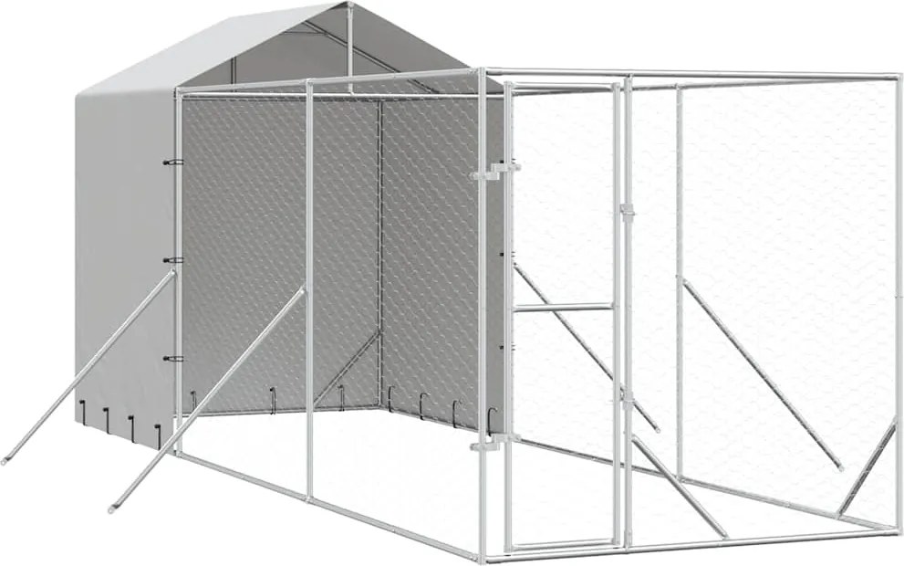 vidaXL Padoc de exterior cu acoperiș argintiu 2x6x2,5m oțel galvanizat