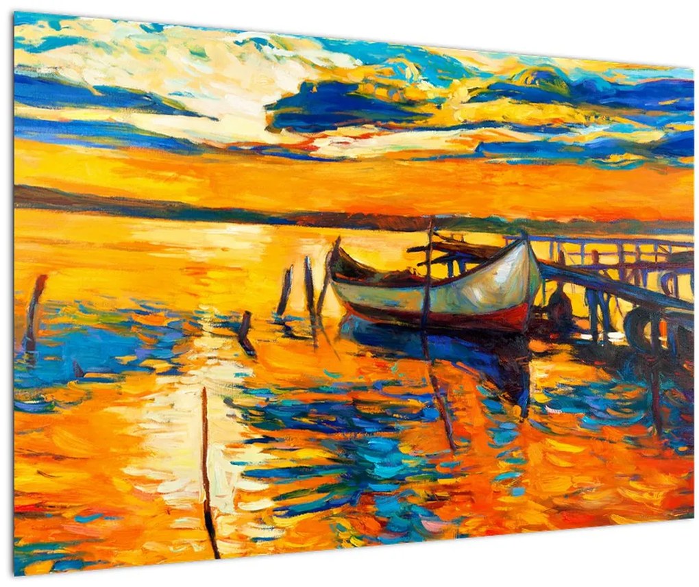 Tablou - Barca la apus de soare (90x60 cm)