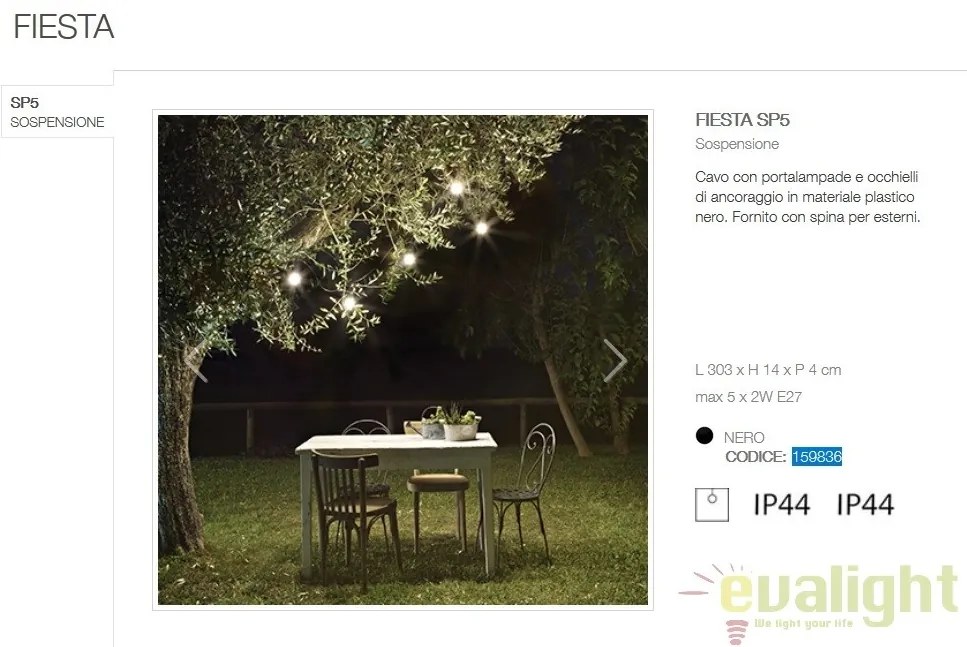 Instalatie cu 5 surse de iluminat exterior design modern FIESTA SP5 159836