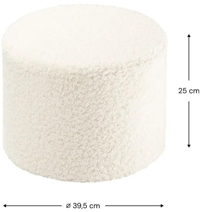 Puf de copii crem cu tapițerie din țesătură bouclé – Wigiwama