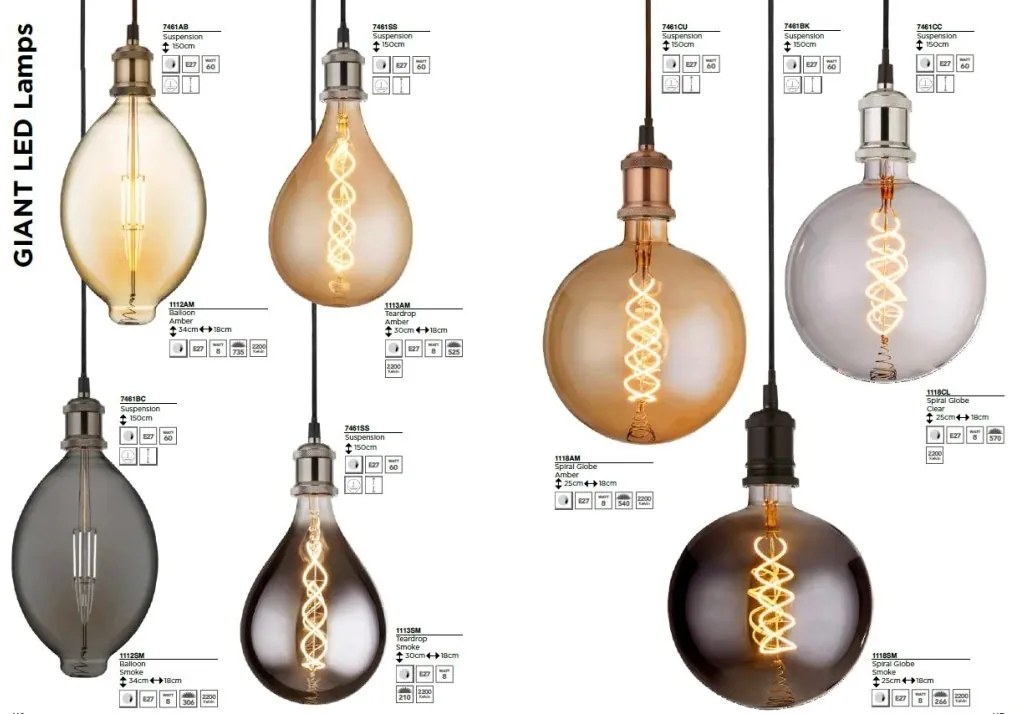 Bec decorativ de dimensiuni mari E27 dimabil 8W 2200K Giant LED Balloon
