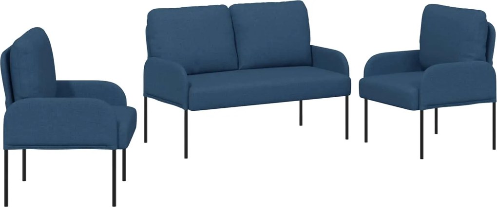 vidaXL Seturi de canapele 3 pcs albastru 115 x 56 x 80 cm placaj