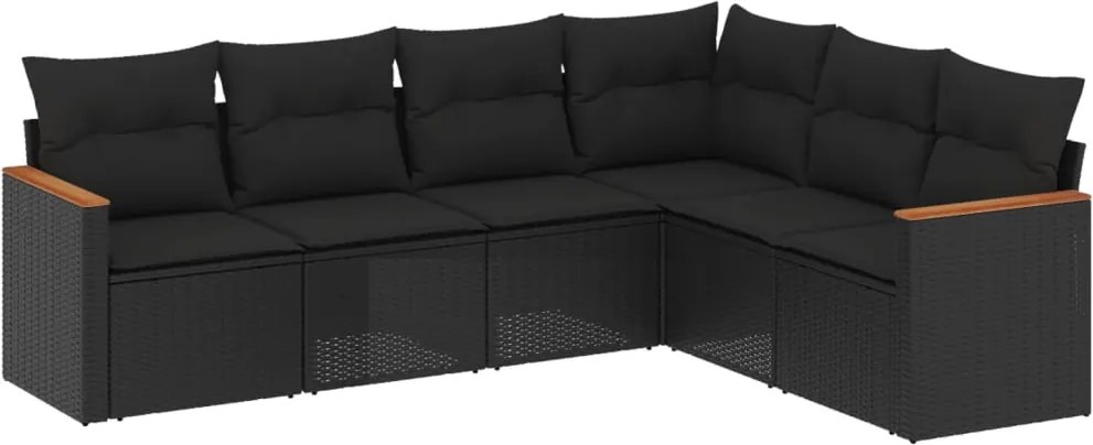 vidaXL Set mobilier de grădină cu perne, 6 piese, negru, poliratan