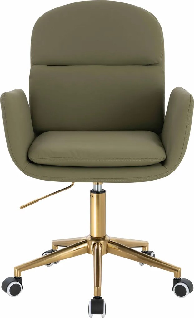 HR480K Scaun Khaki Piele Ecologica Premium Soft cu Bază Aurie