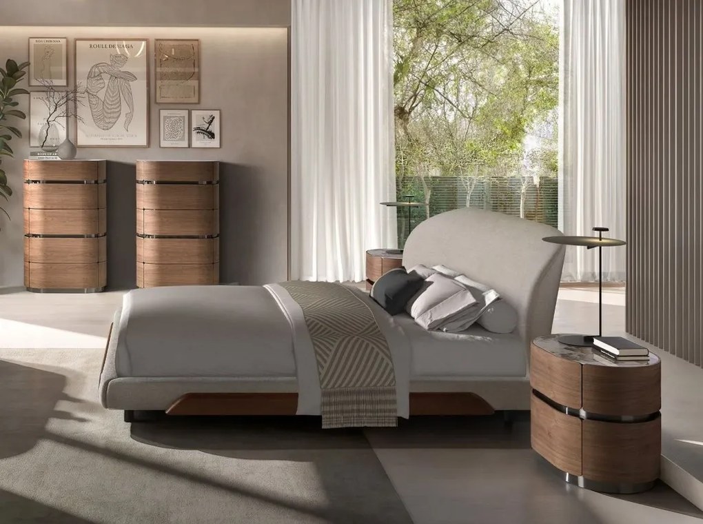 Pat dublu tapitat design LUX Light grey 180x200cm