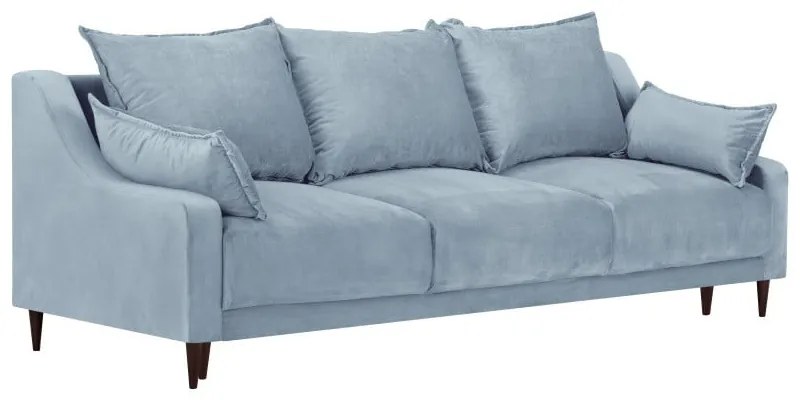 Canapea extensibilă cu 3 locuri și spațiu de depozitare Mazzini Sofas Freesia, albastru deschis, 215 cm