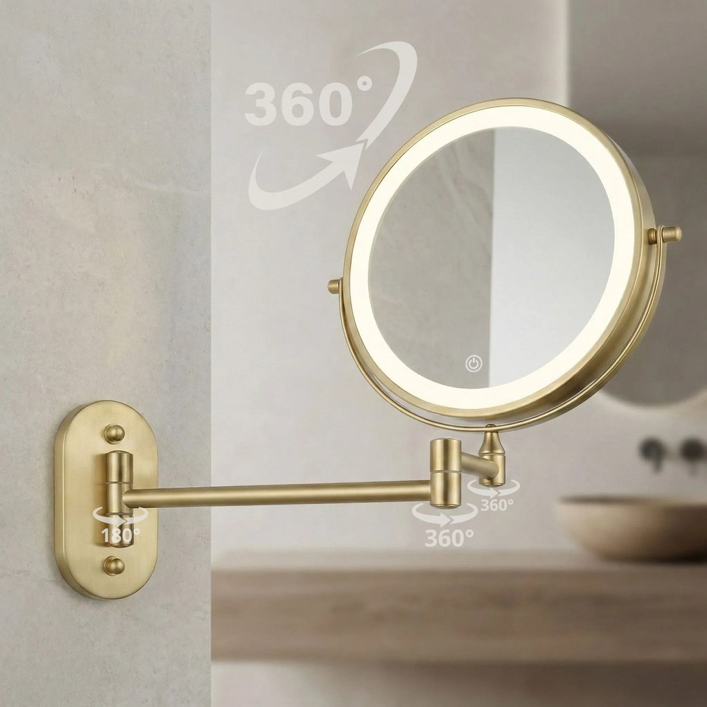 Oglindă LED Glow Brush Gold