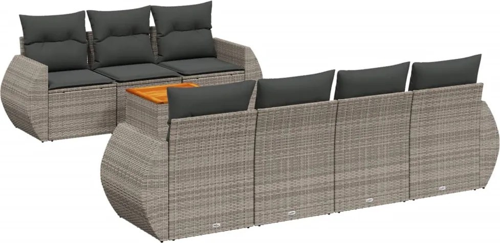 vidaXL Set canapele de grădină cu perne, 8 piese, gri, poliratan