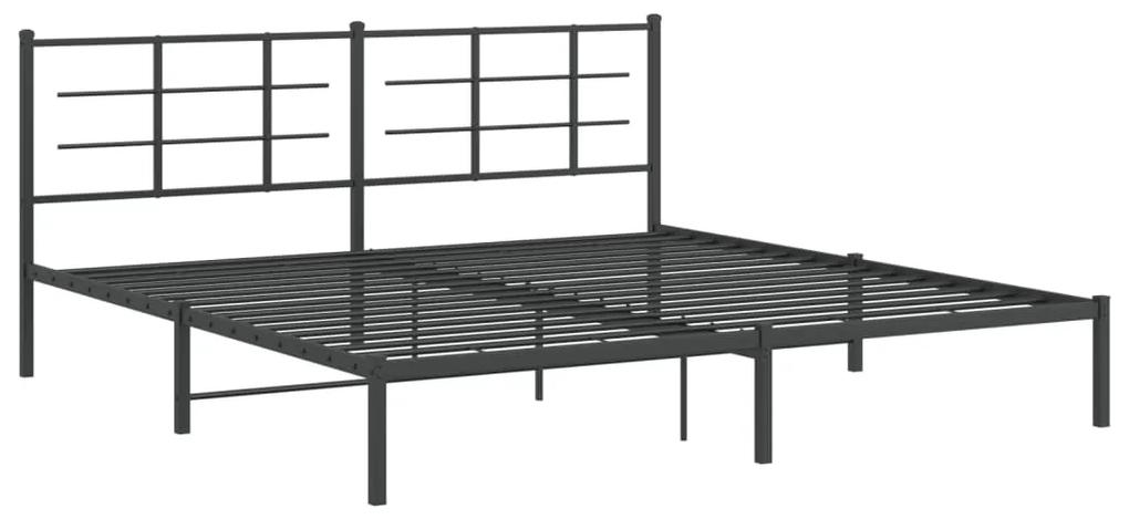 355567 vidaXL Cadru de pat metalic cu tăblie, negru, 193x203 cm
