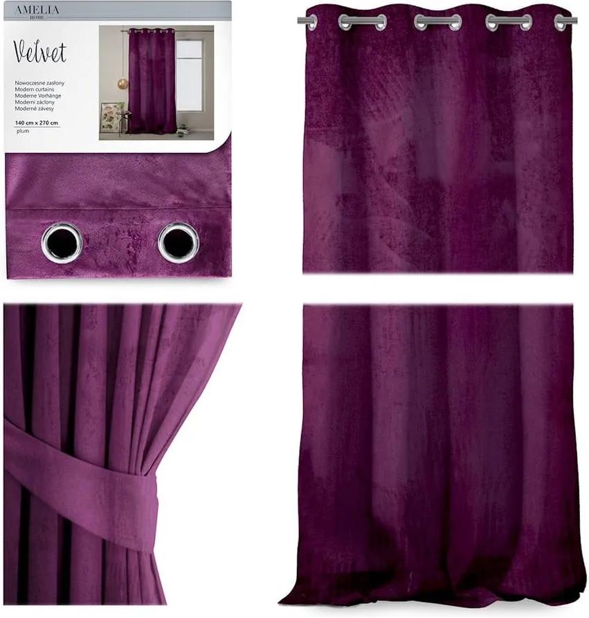 Draperie AmeliaHome Velvet, 140 x 270 cm, violet închis
