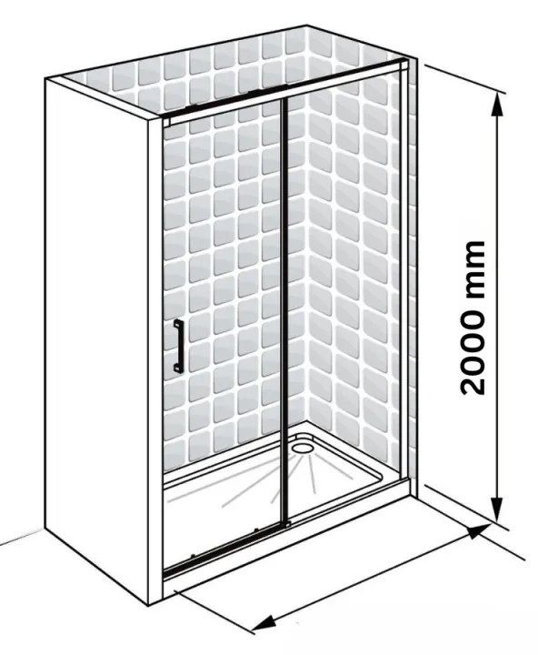 Usa culisanta de dus in nisa, 1400 mm, negru mat, doua elemente, Ronal Divera 1400 mm