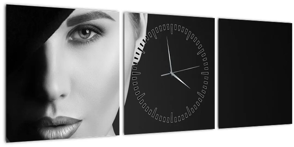 Tablou - Portretul femeii cu pălărie (cu ceas) (90x30 cm)