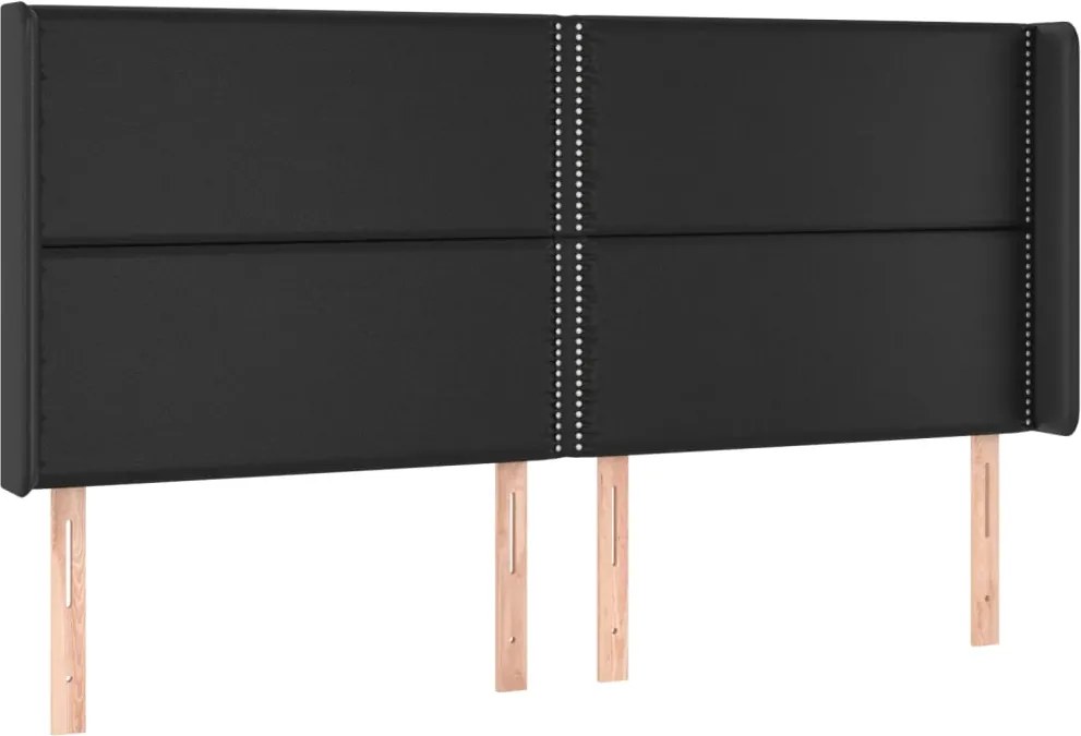 vidaXL Tăblie de pat cu aripioare, negru, 183x16x118/128 cm, piele eco