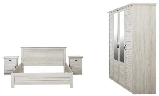 Set Dormitor Jardine Cu Pat Cu Dimensiunea Saltelei 160 X 200 Cm, 2 Noptiere, Dulap