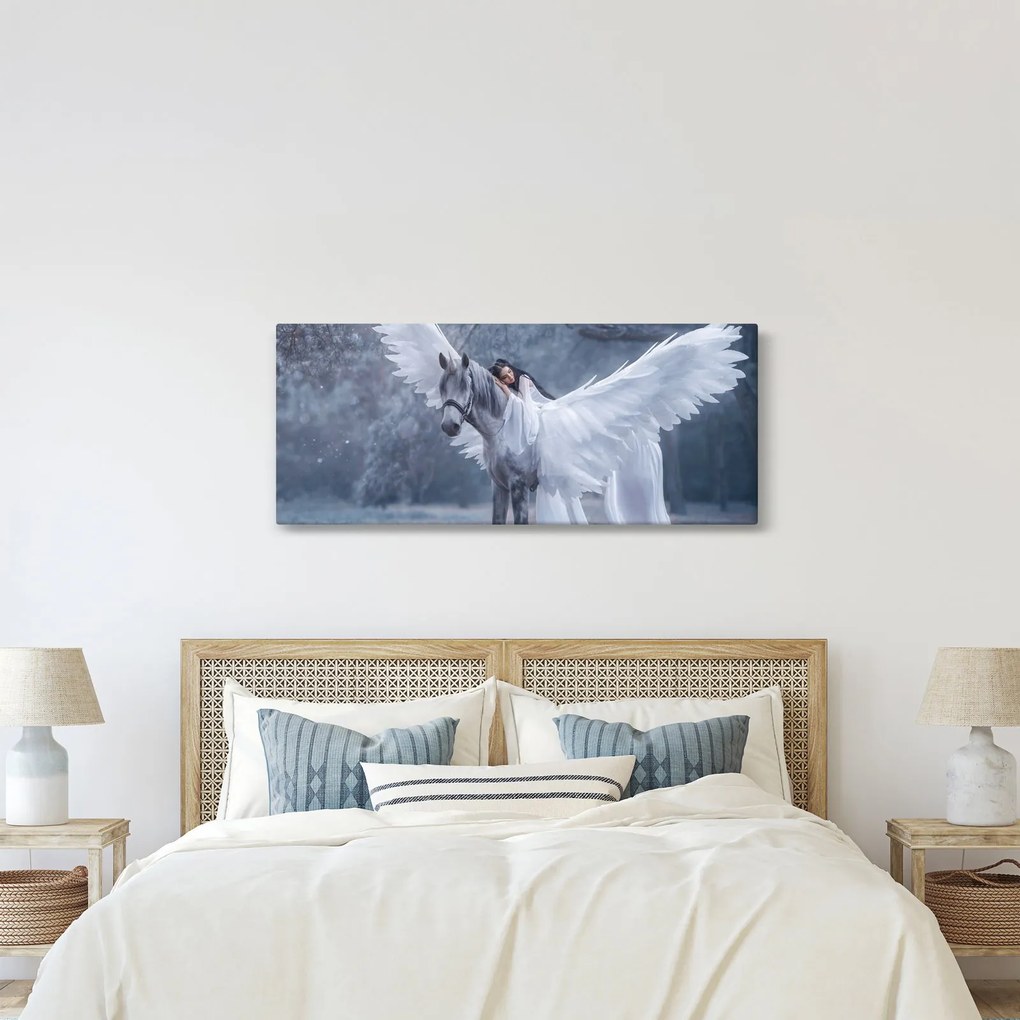 Tablou - Fata și unicorn (120x50 cm)