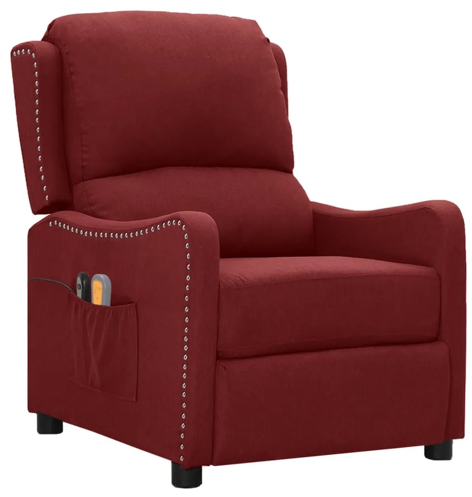 3098760 vidaXL Fotoliu de masaj electric rabatabil, roșu vin, textil