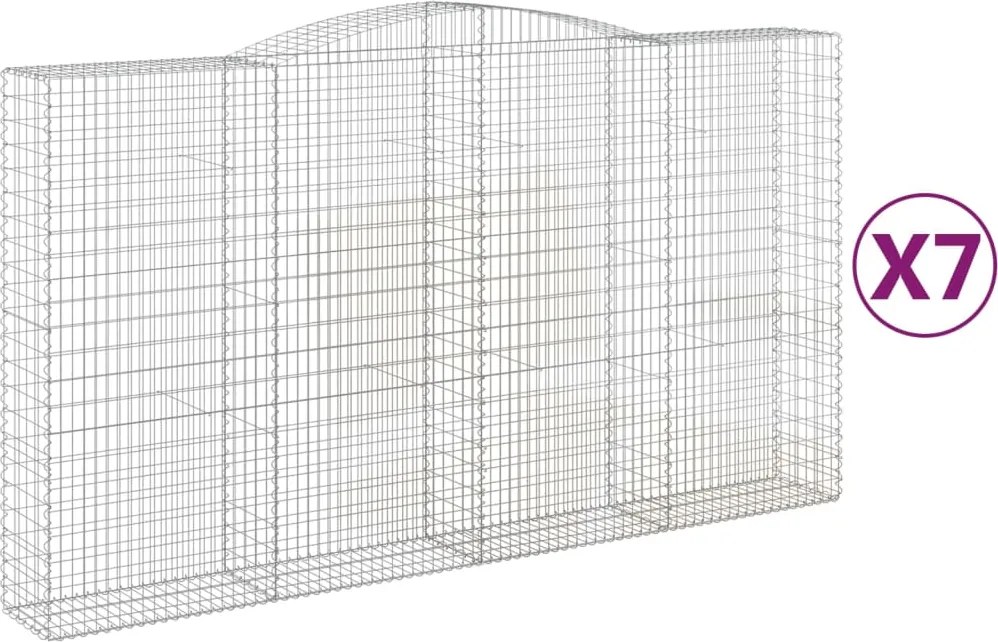 vidaXL Coșuri gabion arcuite, 7 buc, 400x50x220/240cm, fier galvanizat