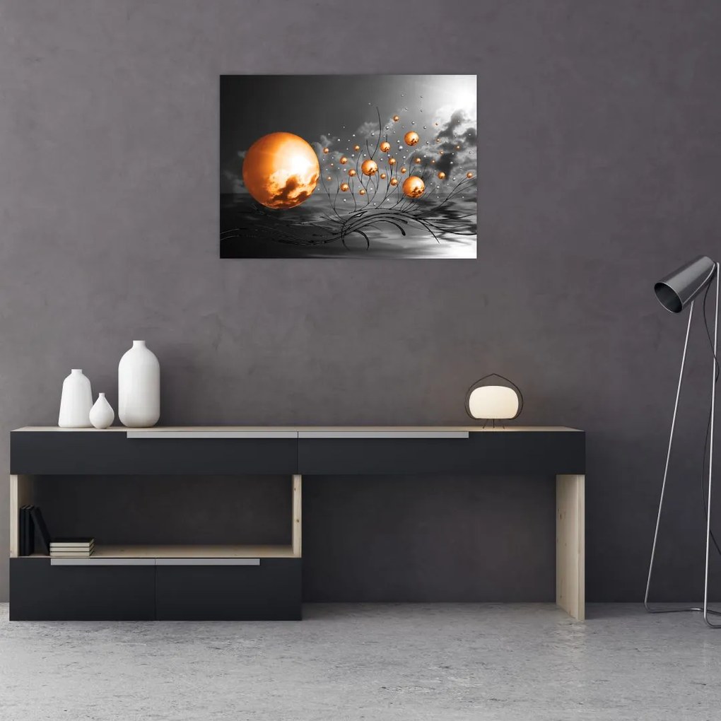 Tabloul bilelor portocalii abstarcte (70x50 cm)