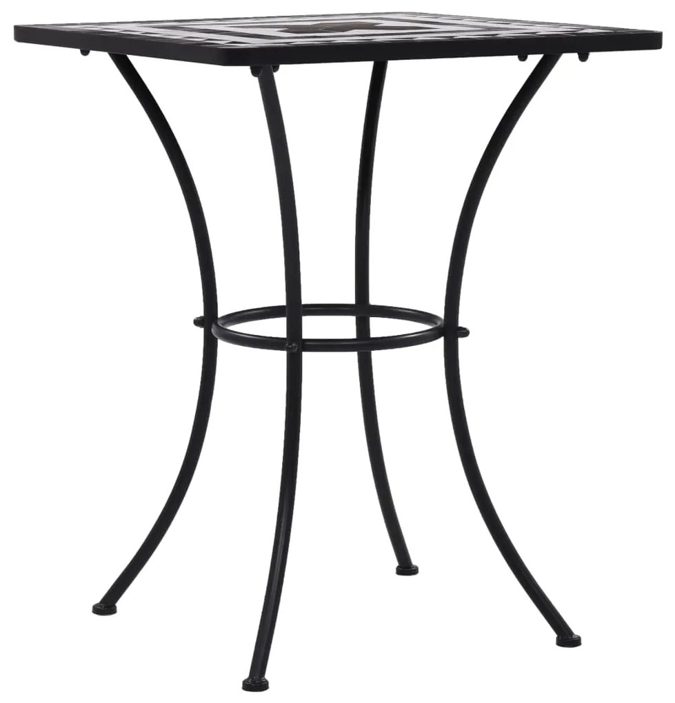 46707 vidaXL Masă de bistro mozaic, negru și alb, 60 cm, ceramică