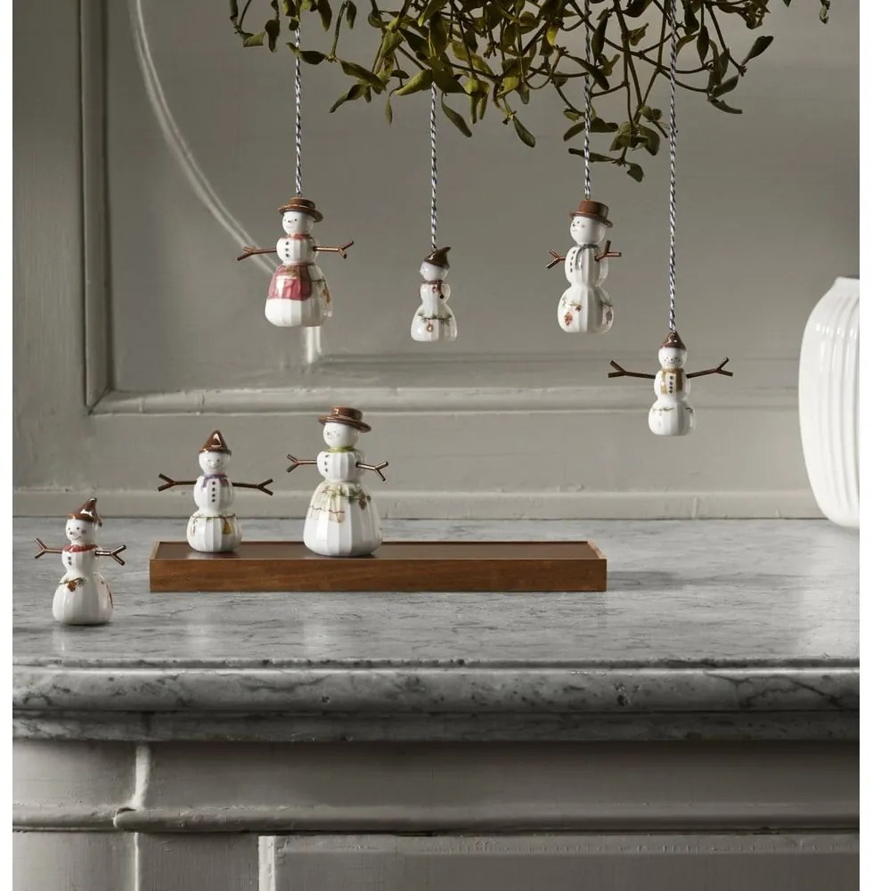 Ornament de Crăciun pictat manual din porțelan ø 4 cm Hammershøi Snowman – Kähler Design
