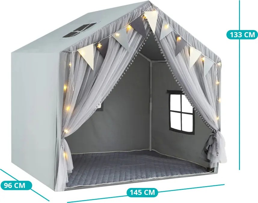 Cort de joacă cu lumini, gri