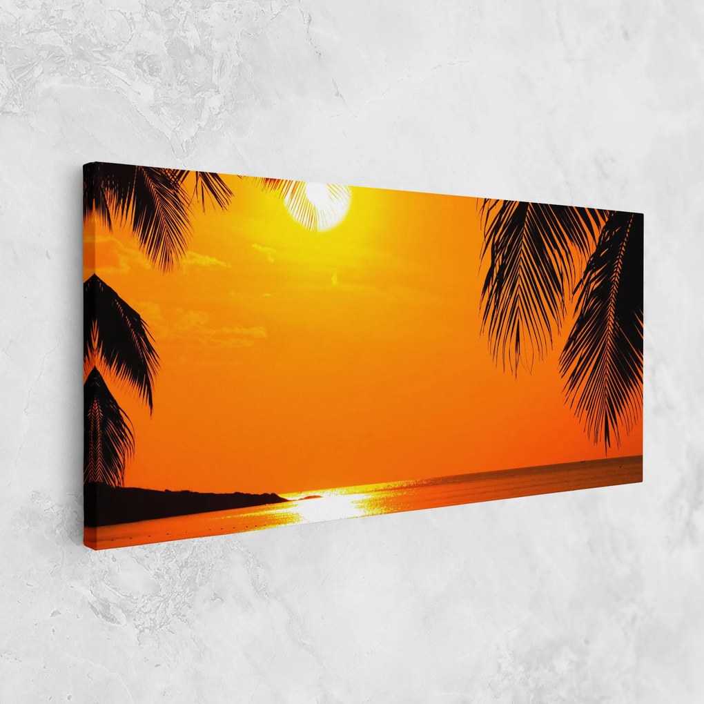 Tablou Canvas, 100x200cm, Dormitor si Living, Peisaje, Vara, Tropical Beach Sunset